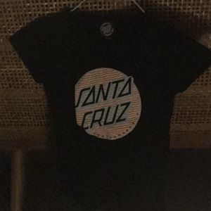 back santa cruz t shirt pink and blue logo